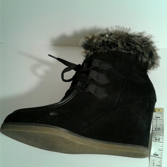 Sexy black suede wedge boots - Picture 4 of 6