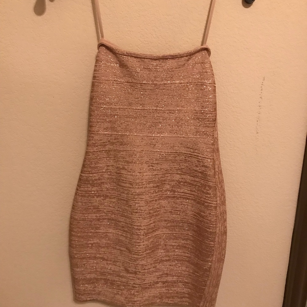 Haute hippie gold sparkle bandage dress