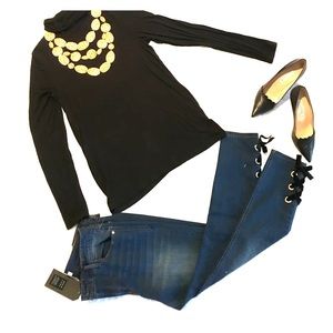 Kensie lace up jeans skinny cropped size 10/30