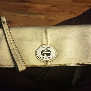 Gold Coach fold-over wristlet clutch