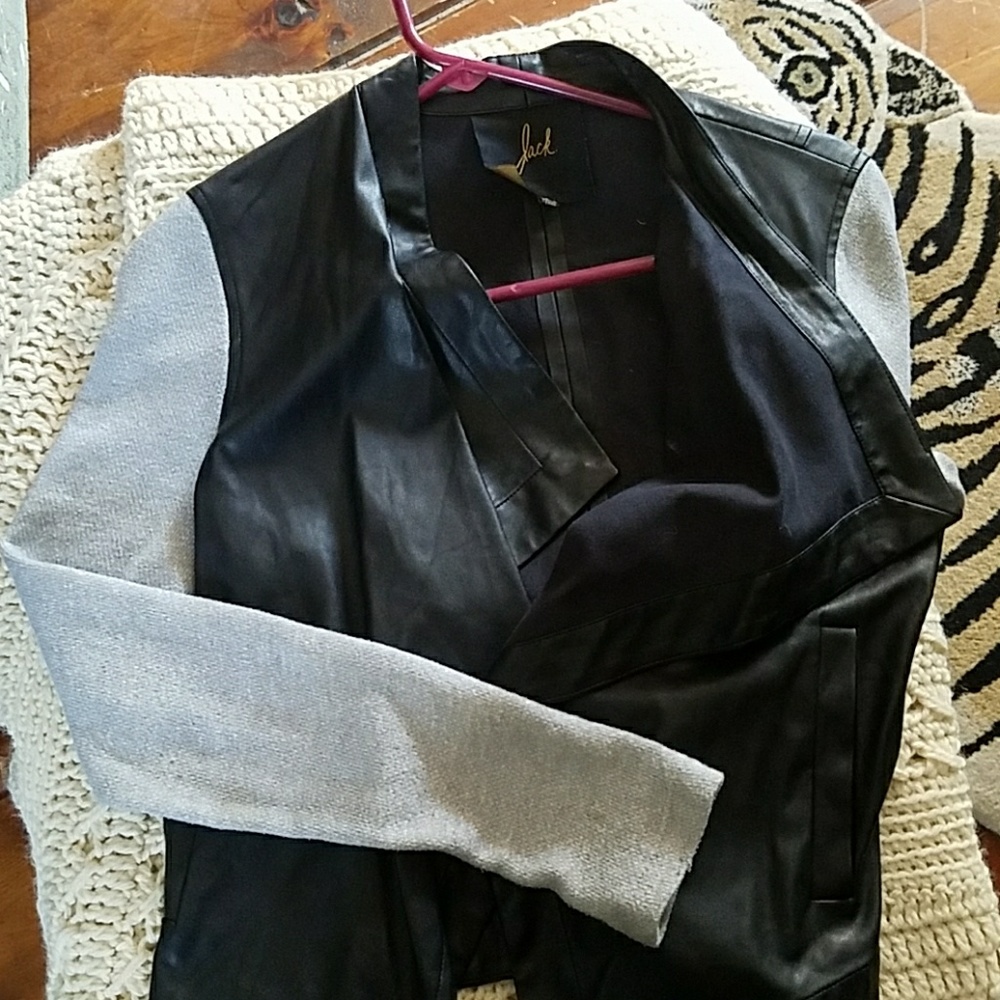 Leather open faced coat