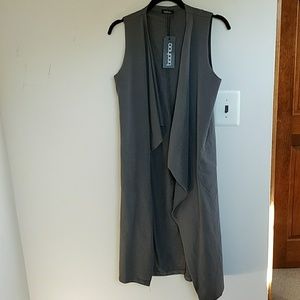 Boohoo gray long sleeveless jersey cardigan NWT
