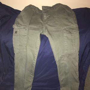 Green casual jeggings like a khaki material.