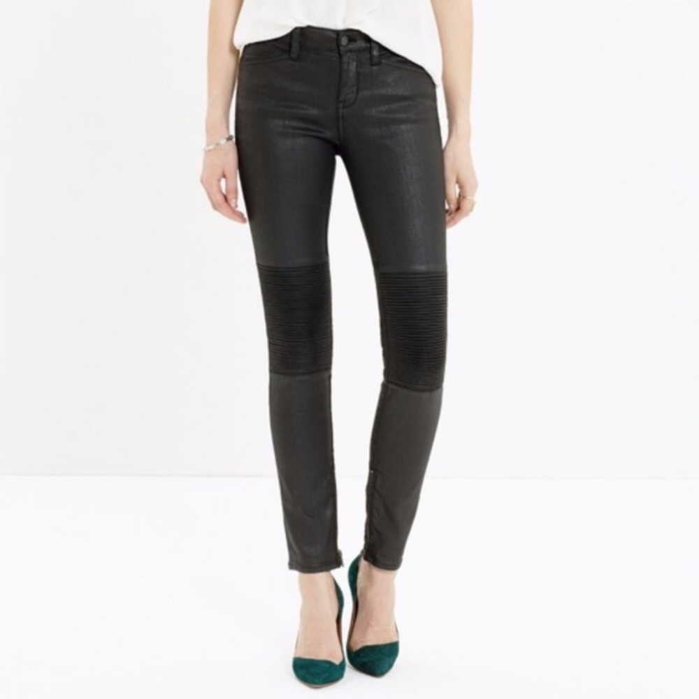 Madewell Waxed Denim Moto Jeans