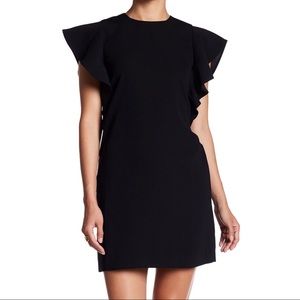 Lea & Viola Ruffle Cap Sleeve Black Dress