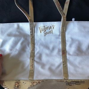 Brand new Victoria’s Secret gold sequin tote