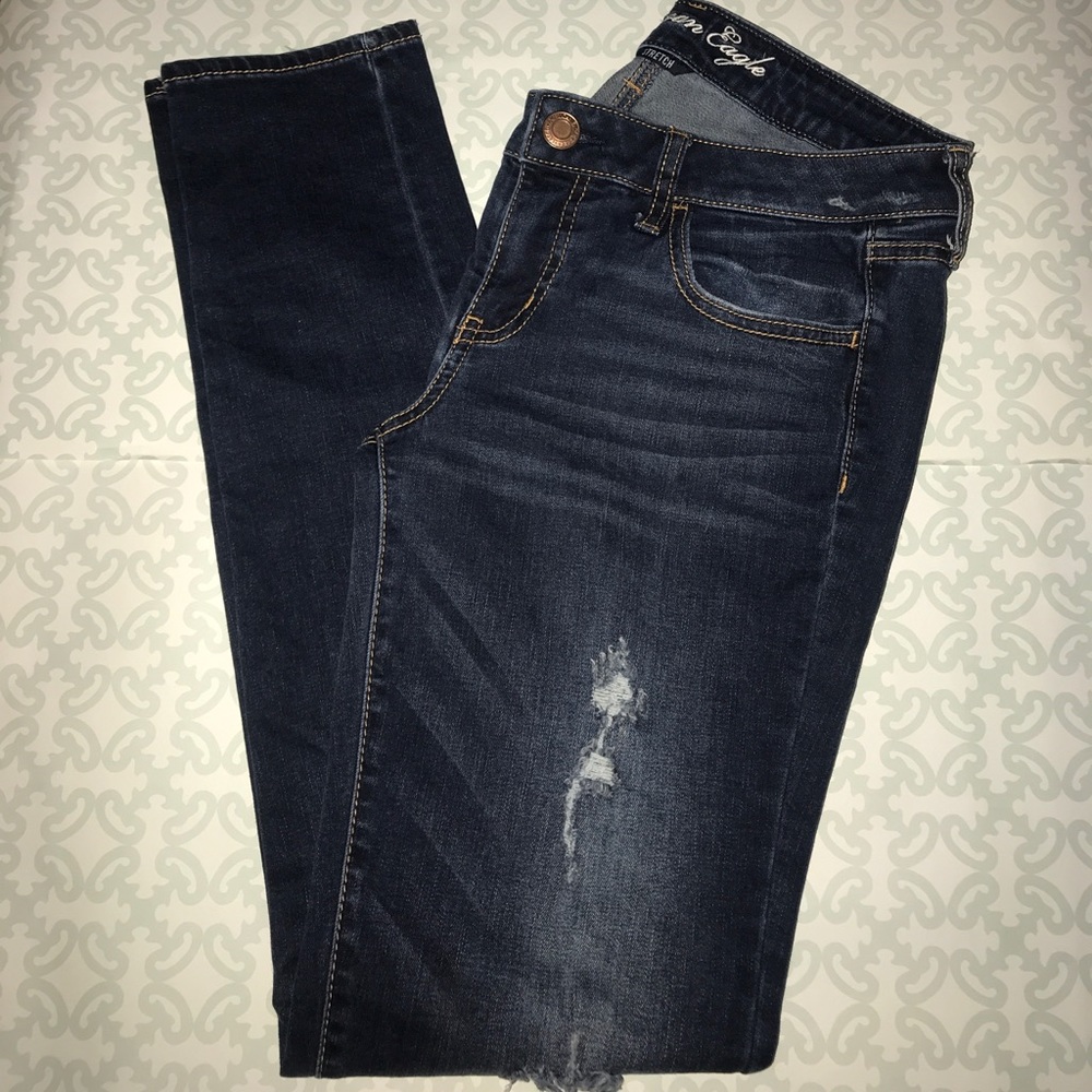 AE Distressed Stretch Jeggings 10 Regular