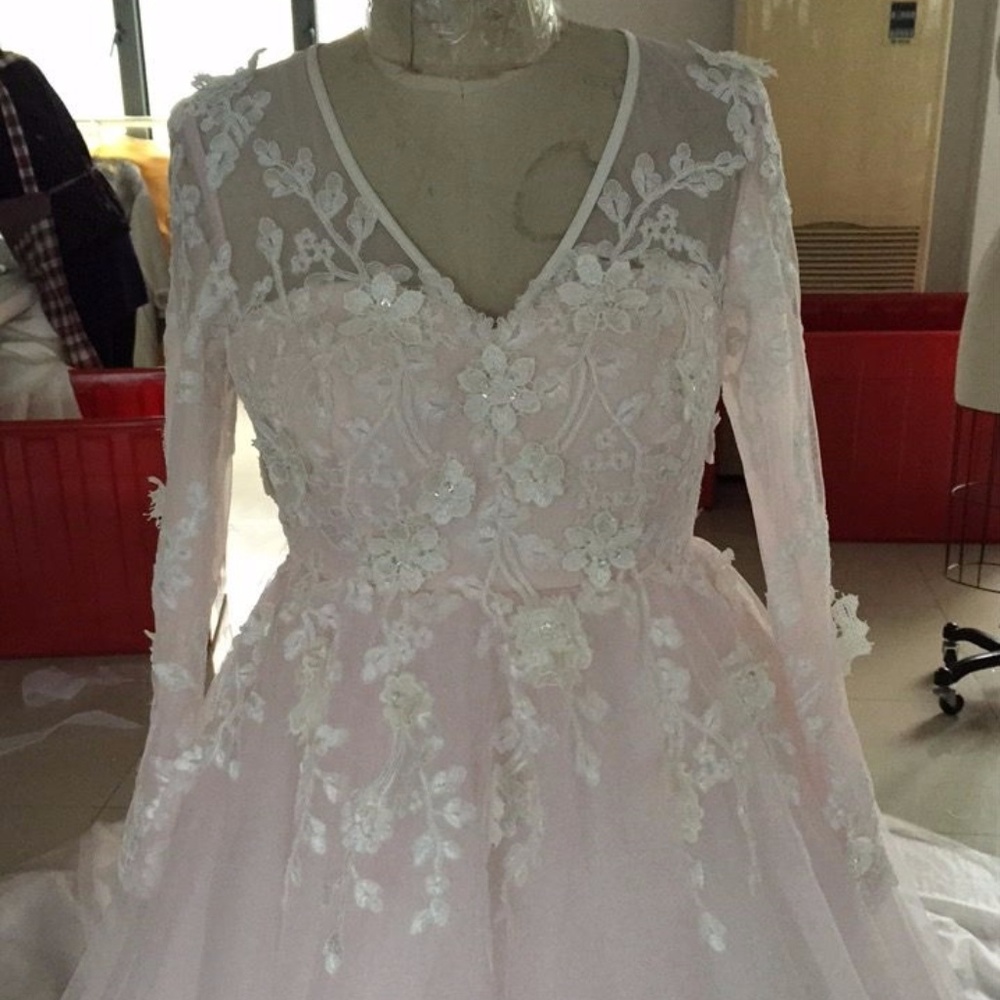 Style C2017-Belenger - Plus Size v-neck blush colored wedding dress