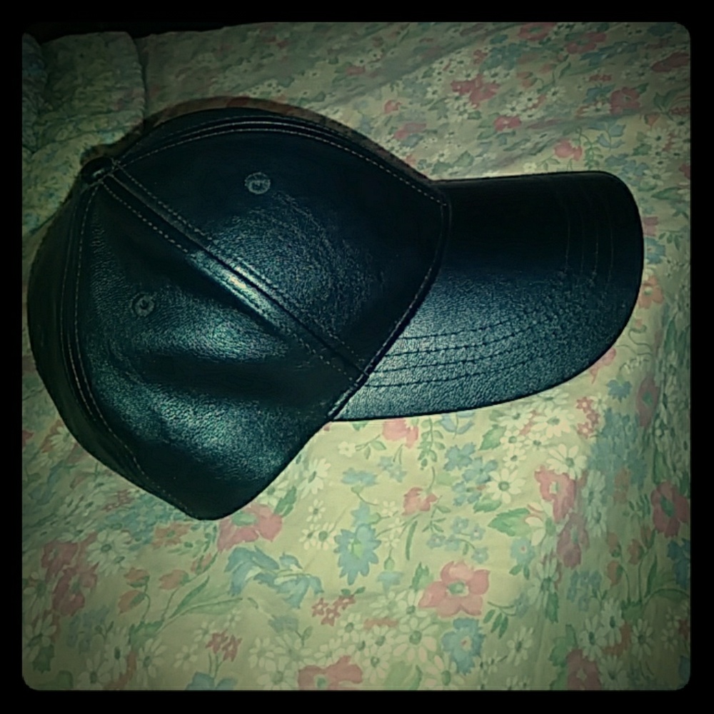 Black leather cap