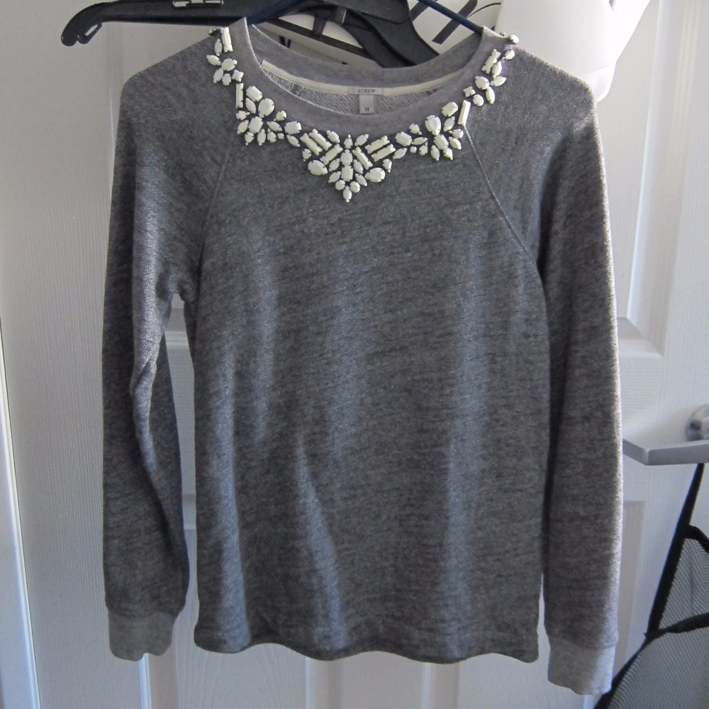 J. Crew Jeweled sweatshirts grey white