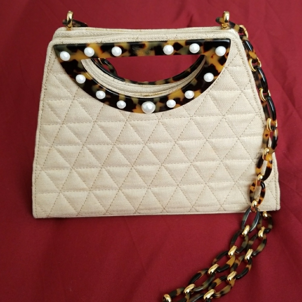 Pearl & Tortoise Embellished Handbag