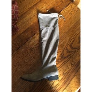 Gray suede over the knee boots