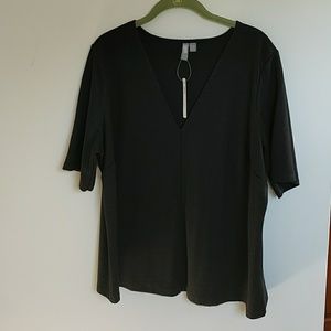 Asos Curve black ponte knit top 16 NWT