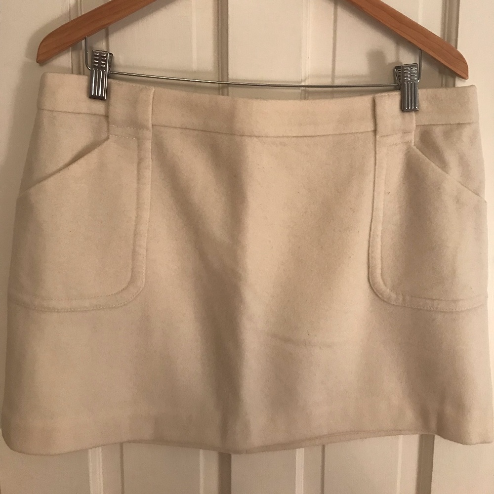 J. Crew White Wool Miniskirt