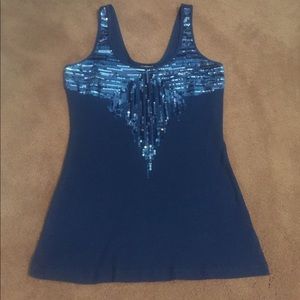 Blue sequin tank