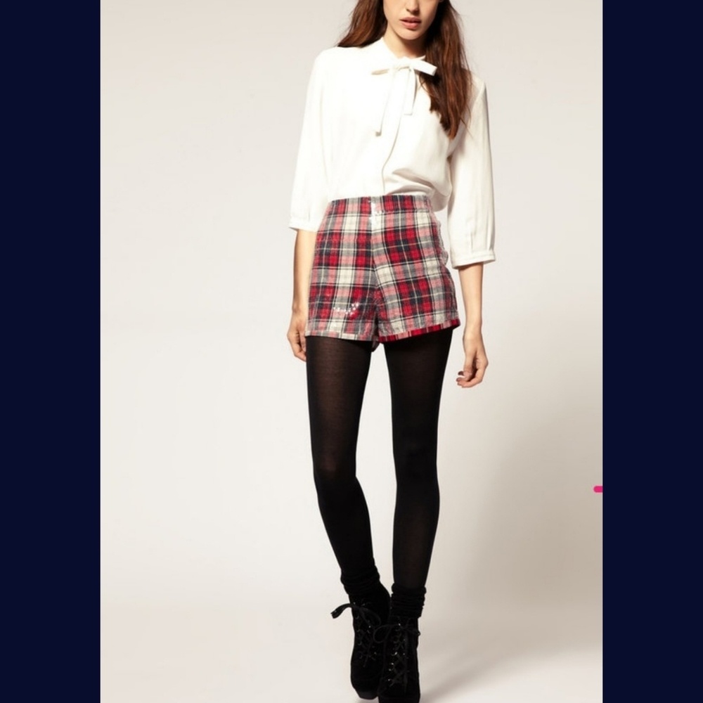 Asos plaid  sequin shorts