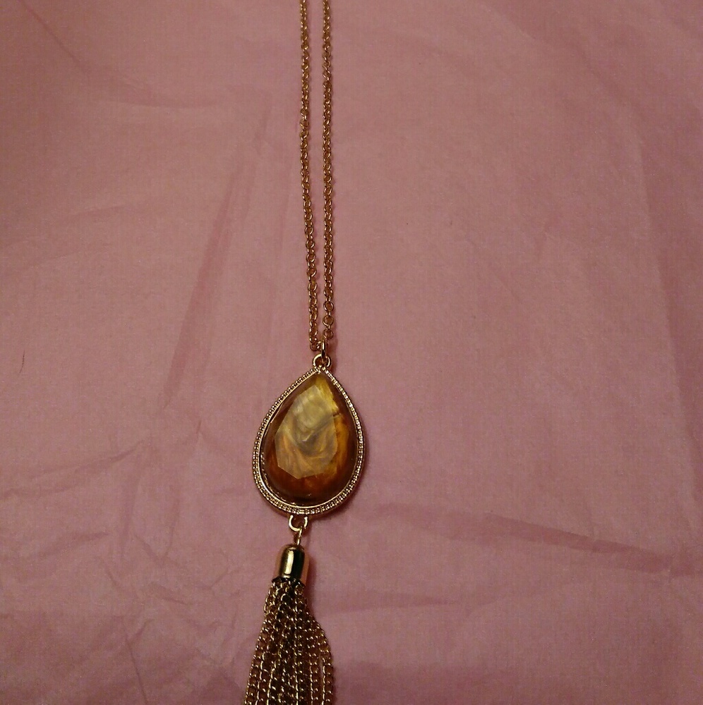 Hush Collection Gold Gem Tassel Necklace Set