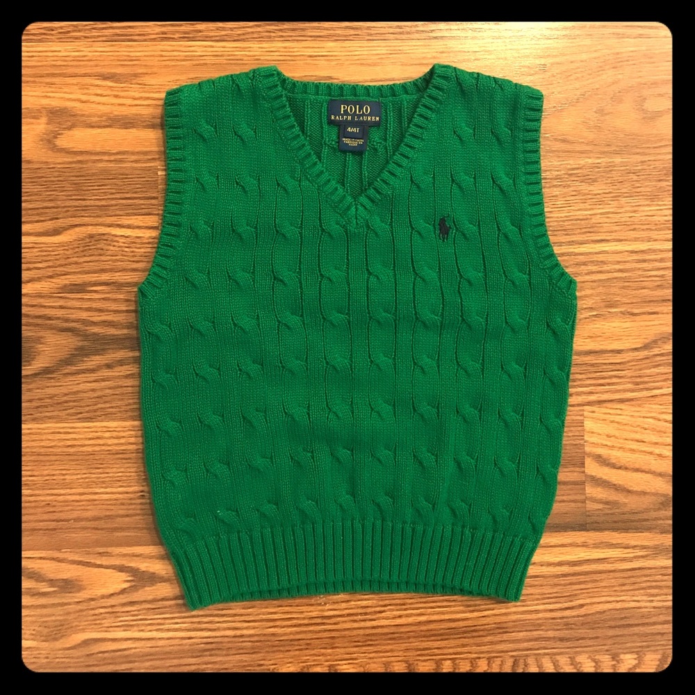 Ralph Lauren boys sweater vest green 4T EUC!