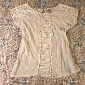 Lucky Brand White Lace Short Sleeve Blouse