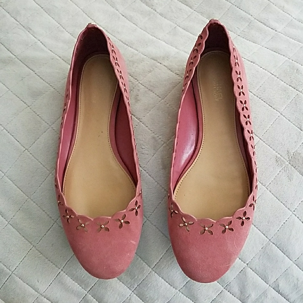 Michael Kors Pink Suede scalloped ballet flats