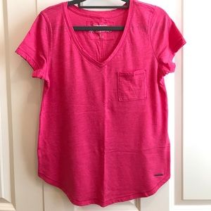 A&F Easy V-Neck Tee Hot Pink