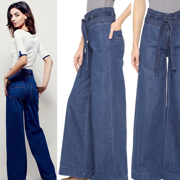 wide leg belted jeans