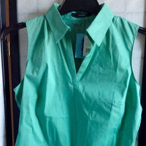 NWT Tahari Women's S Seagreen Dolia Sleeveless Top