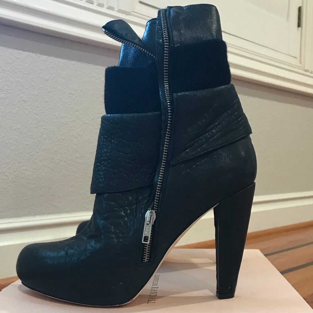 Loeffler Randall - Lucy Layered Zipper Black Boots