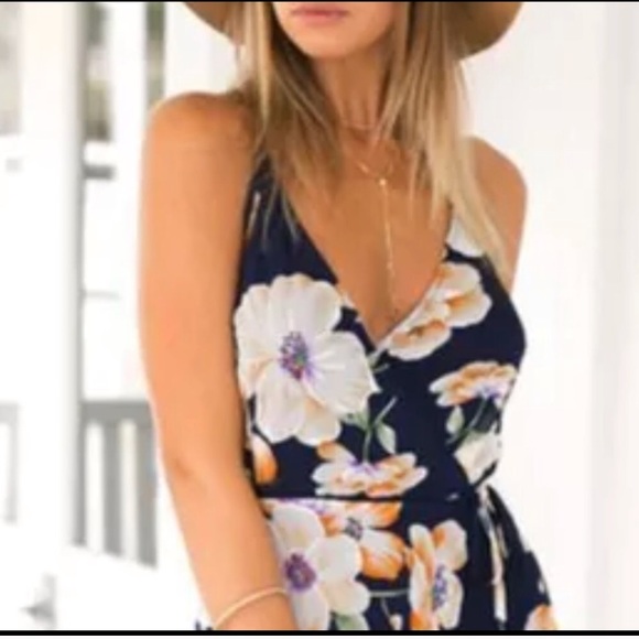 Floral Chiffon Blue Dress - Picture 4 of 5