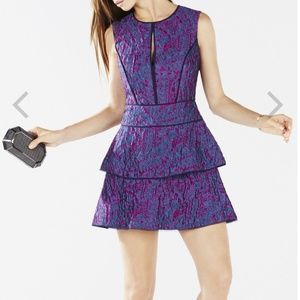 BCBG "Joylynn" Ruffled Textured Jacquard Dress
