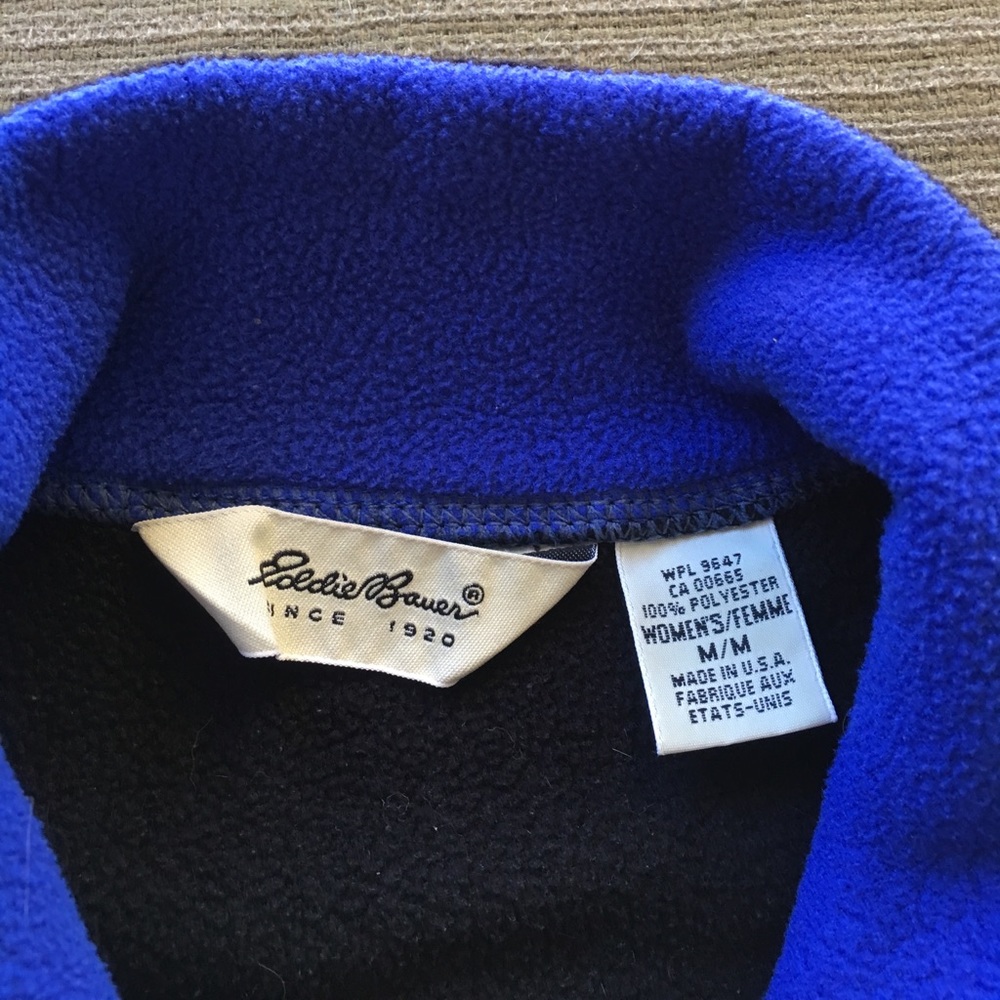 Eddie Bauer Vest- Black Fleece/Cobalt Blue Collar