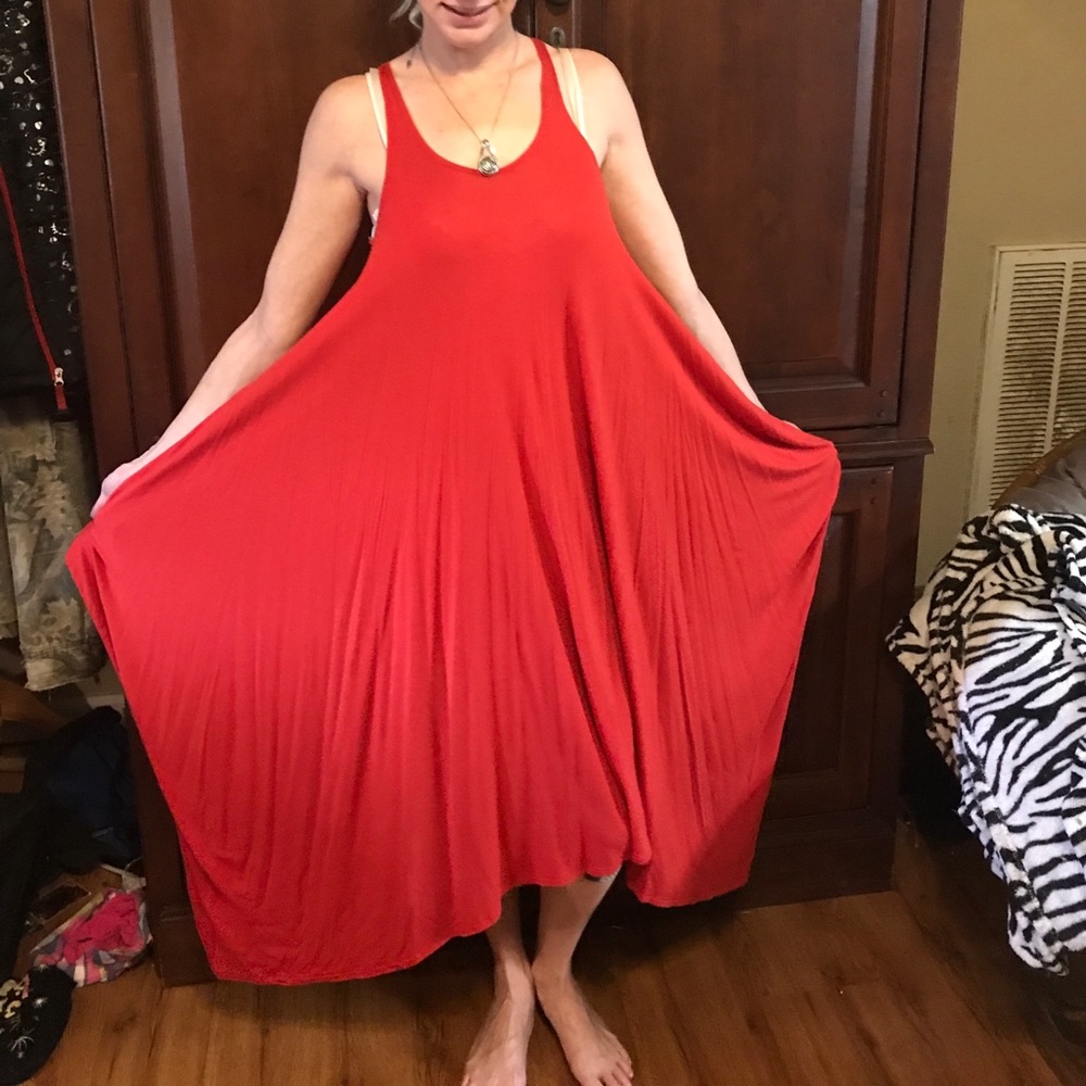 Long red summer dress