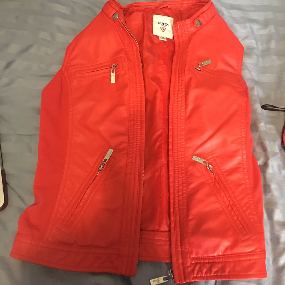 Red leather Guess vest