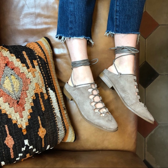 Taupe Lace Up Mule - Picture 2 of 4