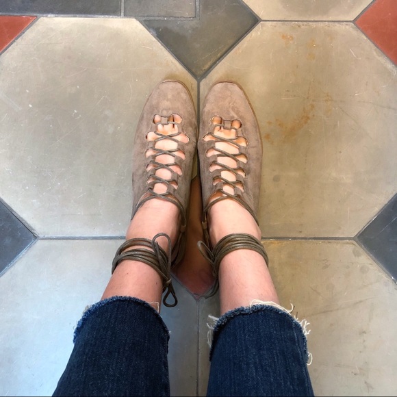 Taupe Lace Up Mule - Picture 3 of 4