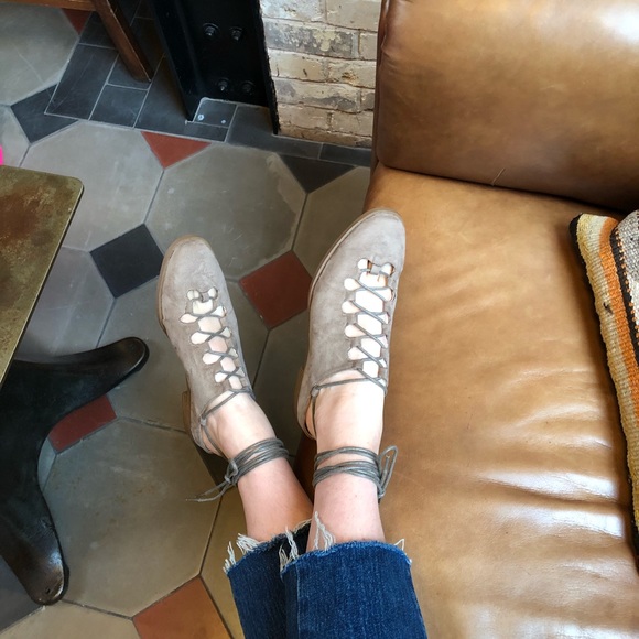 Taupe Lace Up Mule - Picture 4 of 4