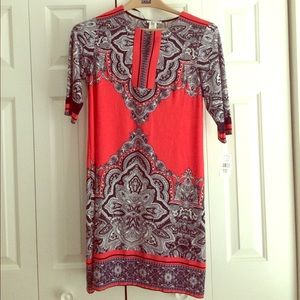 Red and Black Patterned Dress