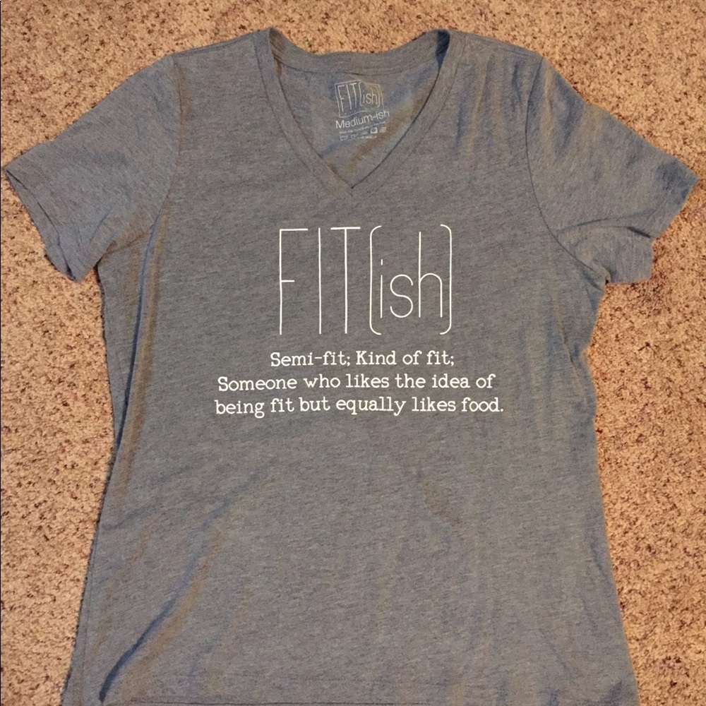 Fitish Medium Grey V-Neck T-shirt