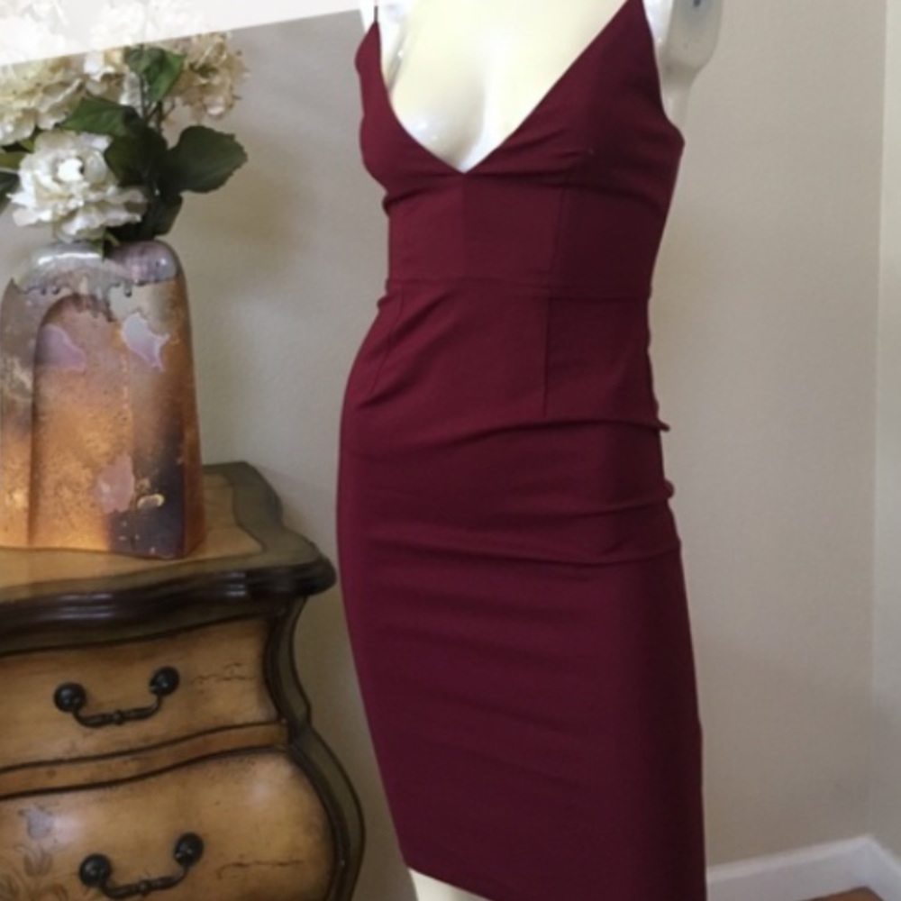 LF maroon midi dress