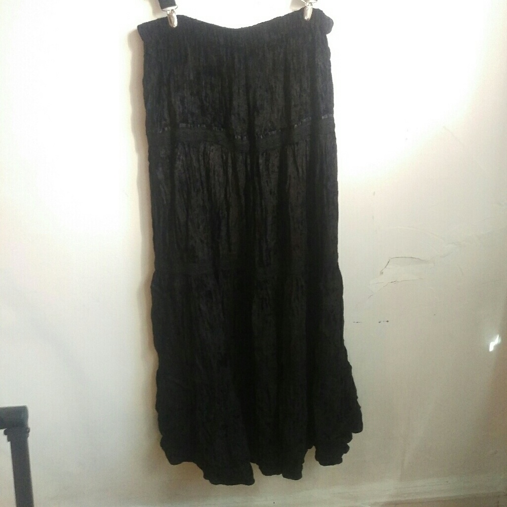 Black velvet maxi skirt