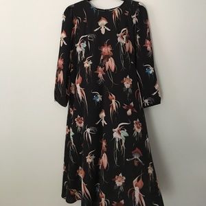 H&M Black Floral Midi Dress