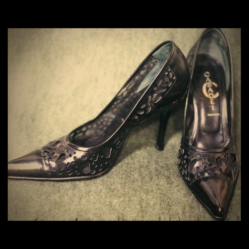 CASADEI Black Pumps Leather Stiletto Pointed Toe