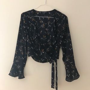 NWOT - Floral Wrap Crop Top - SIZE M