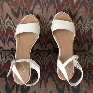 White flat platform sandals