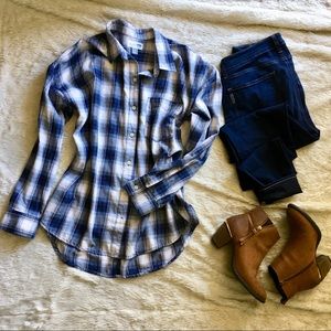 Old Navy Boyfriend Plaid Flannel Shirt for Women