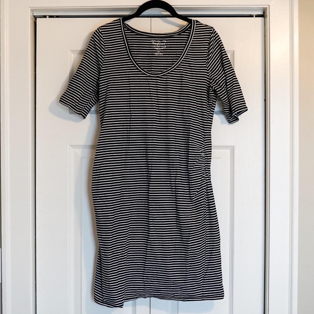 Motherhood Maternity black white striped dress