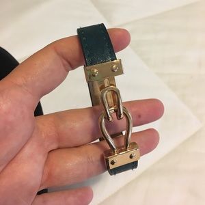 Blue leather bracelet