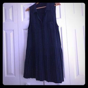 Navy Blue Pleated Dress