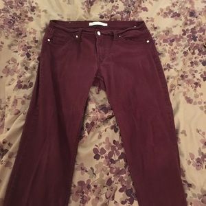 Dark red skinny jeans