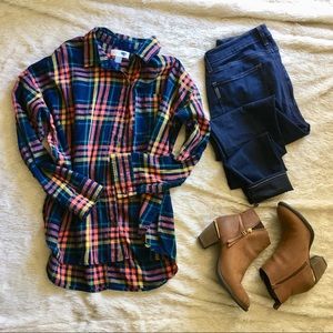 Old Navy Boyfriend Plaid Flannel Shirt for Women